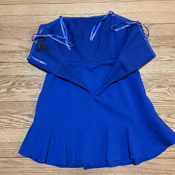 BCBGMaxAzria Charlot Royal Blue Strapless Ruffled Mini Cocktail Party Dress - Picture 6 of 9